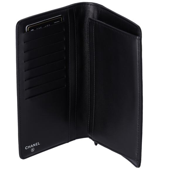 CHANEL Camellia Long Bifold Wallet A36544 Black Lambskin Leather - Picture 5 of 7